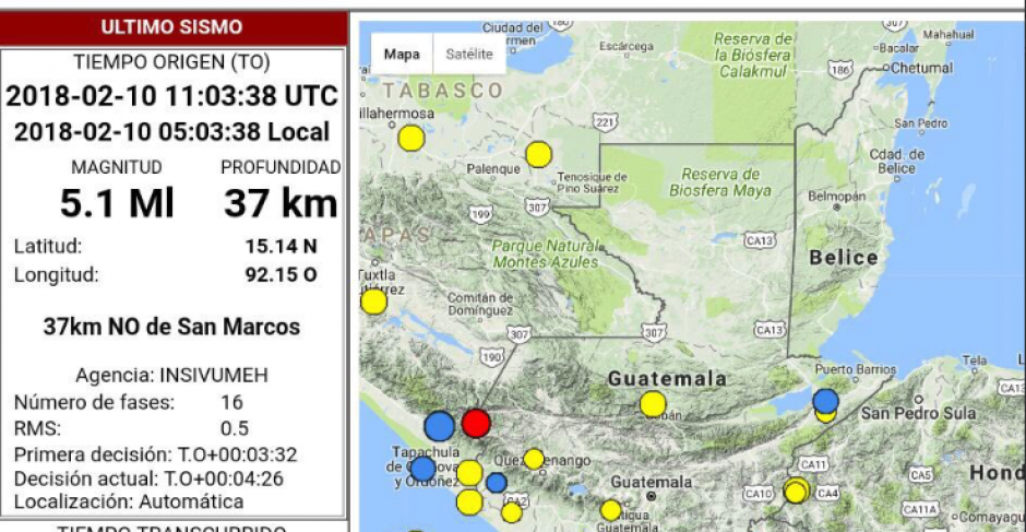 En menos de ocho horas tembl&oacute; en San Marcos. (Foto: Insivumeh)