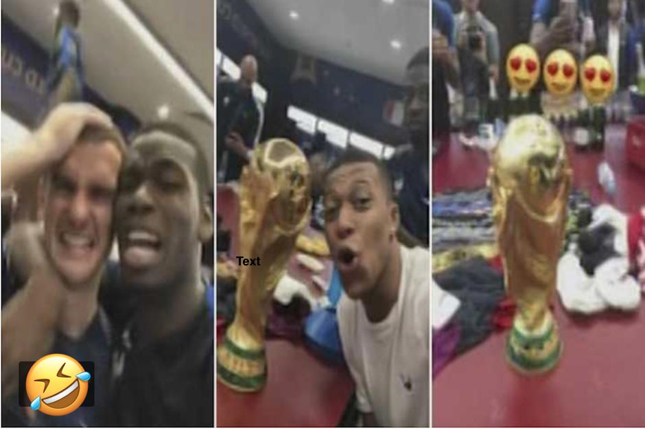 La euforia del triunfo lleg&oacute; hasta los camerinos de la Selecci&oacute;n de Francia. (Imagen: captura de pantalla)
