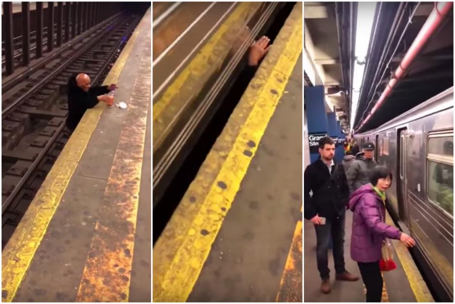 El hombre permanec&iacute;a debajo de un metro en Nueva York. (Foto: captura de pantalla)