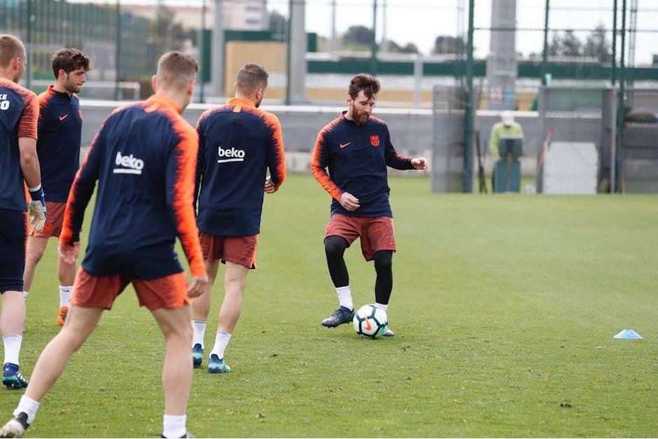 Lionel Messi durante el entrenamiento del club blaugrana. (Foto: FC Barcelona)