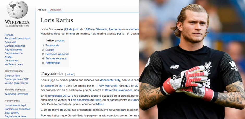 Modificación en el perfil de Loris Karius en Wikipedia hizo arder las redes&nbsp; sociales. (Foto: Wikipedia)