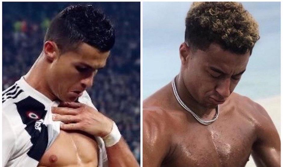 Lingard se burló de Cristiano y su celebración enseñando abdominales. (Foto: Twitter)