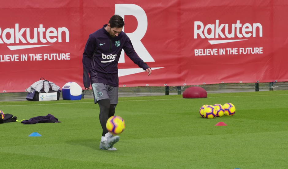 Messi ya entrenó con sus compañeros del equipo titular. (Foto: captura de pantalla)&nbsp;