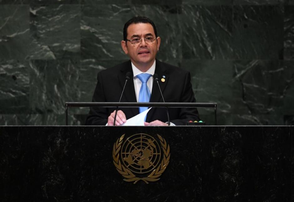 El Presidente centró su discurso en la CICIG durante su intervención en la Asamblea General de la ONU. (Foto: AFP)