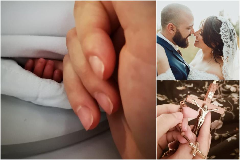 Esta es la manita de Felipe entre las manos de Fátima su mami. Sus papás piden rezar por él. (Fotomontaje:Erivan Campos)