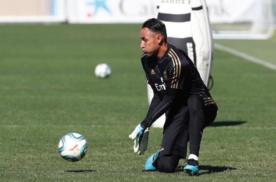 Keylor Navas durante la práctica del miércoles con el Real Madrid. (Foto: Twitter)