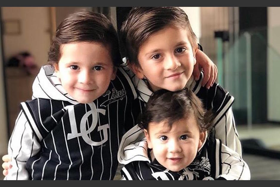 Ciro, Mateo y Thiago son los hijos de la pareja Antonela Roccuzzo y Lionel Messi. (Foto: Twitter)