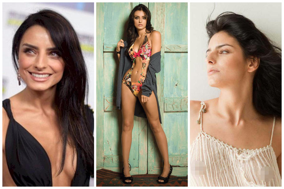 Aislinn solo usó una chaqueta de cuero para cubrirse. (Fotos: AFP, Televisa)