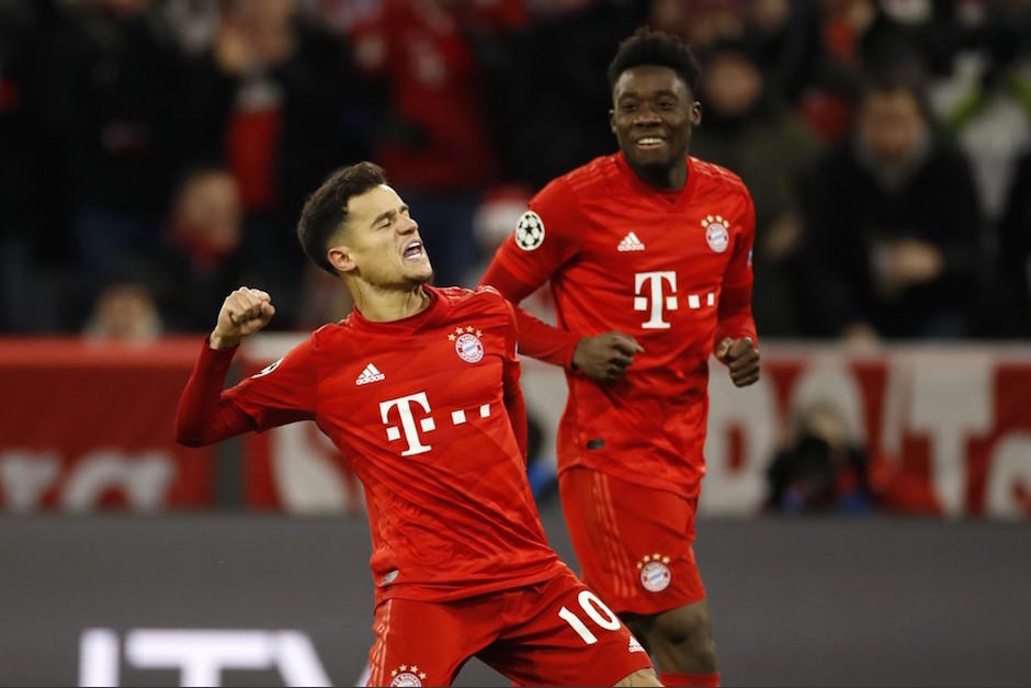 La euf&oacute;rica celebraci&oacute;n de&nbsp;Philippe Coutinho&nbsp;en la goleada del Bayern. (Foto: AFP)