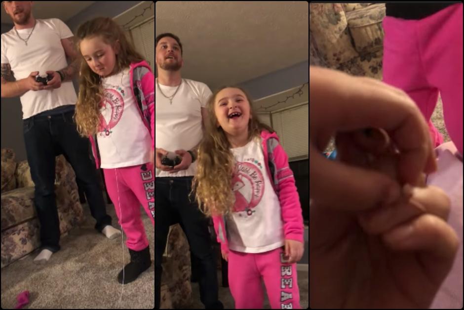 El padre decidi&oacute; que era mejor sacarle el diente a su hija con la ayuda de un dron. (Fotos: captura de pantalla)&nbsp;