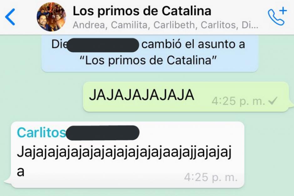 El grupo de familiares a&ntilde;adi&oacute; al grupo un n&uacute;mero, supuestamente de un primo pero se llevaron una gran sorpresa. (Foto: captura pantalla)&nbsp;