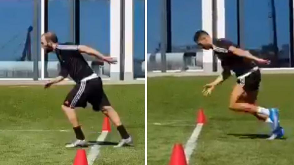 Cristiano Ronaldo humilló en un sprint a Gonzalo Higuaín en los entrenamientos de la Juventus. (Foto: Captura de video)