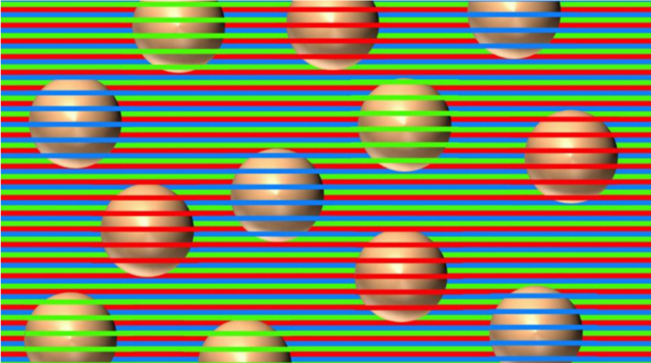 En la imagen se aprecia un grupo de esferas cuyo color se pierde a trav&eacute;s de unas l&iacute;neas horizontales. (Foto: Captura de pantalla)