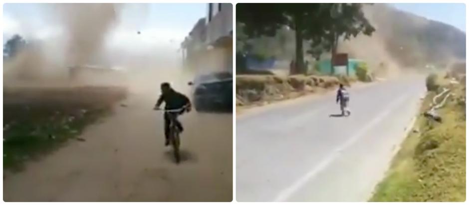 Otro posible Gustnado en una aldea quetzalteca. (Foto: Capturas video CONRED)