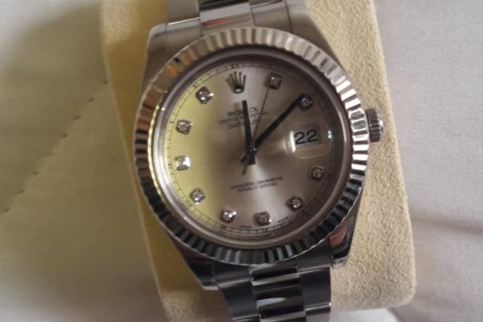 Este es el reloj de la lujosa marca Rolex incautado al expresidente de la junta directiva de Zolic, Christian Rodríguez. El reloj está valorado en más de 30 mil quetzales. (Foto: MP)&nbsp;