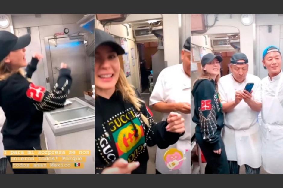 Belinda le dio una sorpresa a los empleados de un restaurante. (Foto: captura de pantalla)&nbsp;
