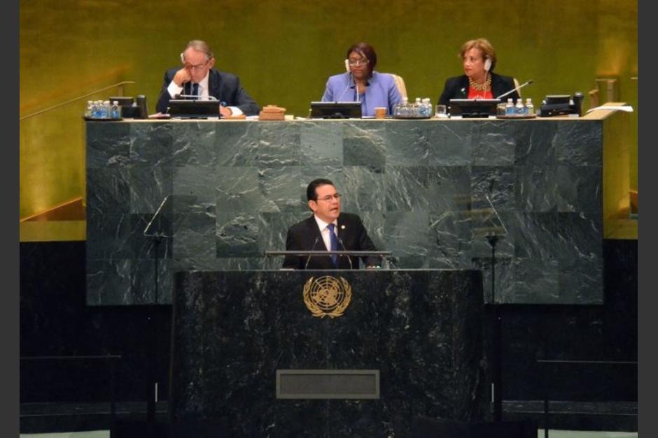 El presidente Jimmy Morales ofreci&oacute; un incendiario discurso durante la 74 Asamblea General de la ONU la semana pasada. (Foto: AGN)