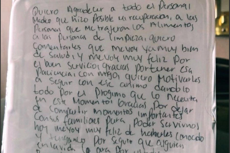 Médicos del IGSS recibieron un mensaje de agradecimiento de parte de un recuperado por Covid-19. (Foto: Facebook IGSS)