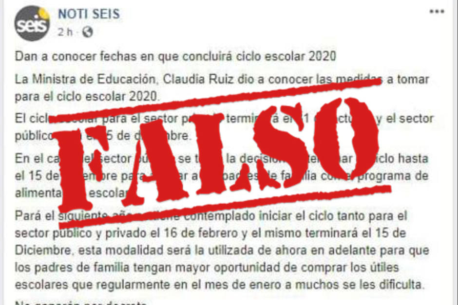 En redes sociales se ha compartido informaci&oacute;n falsa sobre la culminaci&oacute;n del ciclo escolar en Guatemala hasta diciembre. (Foto: Archivo/Soy502)&nbsp;