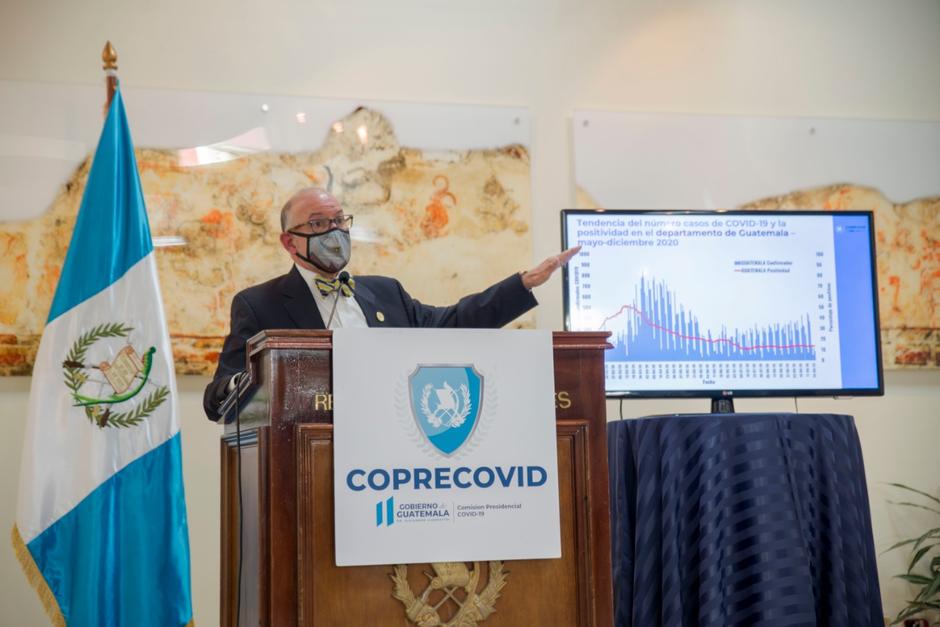 Edwin Asturias ofreció su última conferencia de prensa como jefe de la Coprecovid. (Foto: Cortesía)