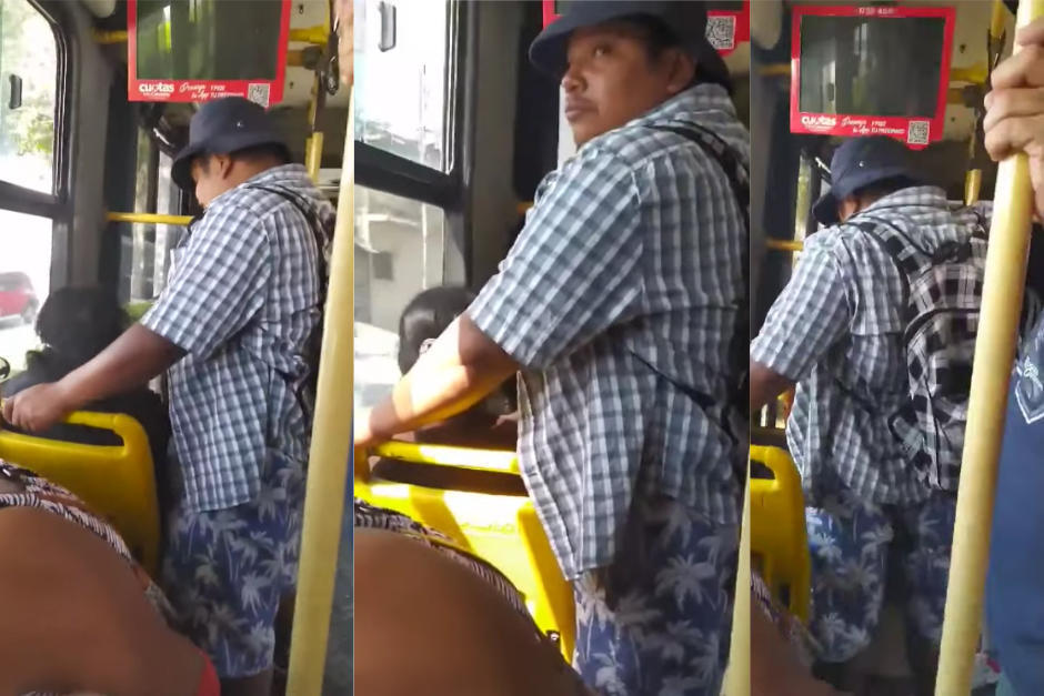 Ante la mirada de todos los pasajeros, el hombre acosa durante minutos a una mujer. (Foto captura video)