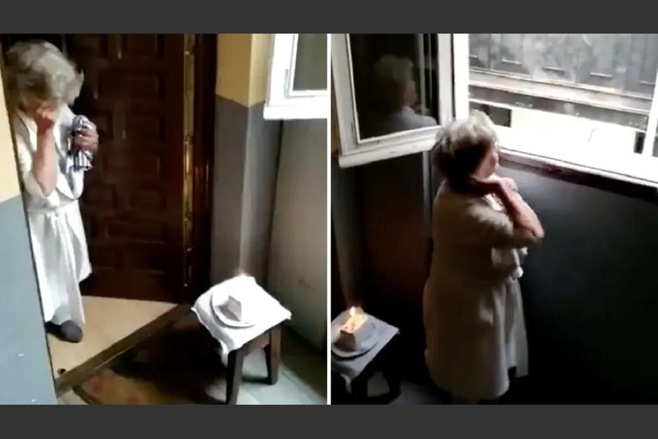 Charo se sorprendió al ver que sus vecinos no olvidaron su cumpleaños y se emocionó por este gesto de amistad en tiempos de cuarentena. (Captura Video)