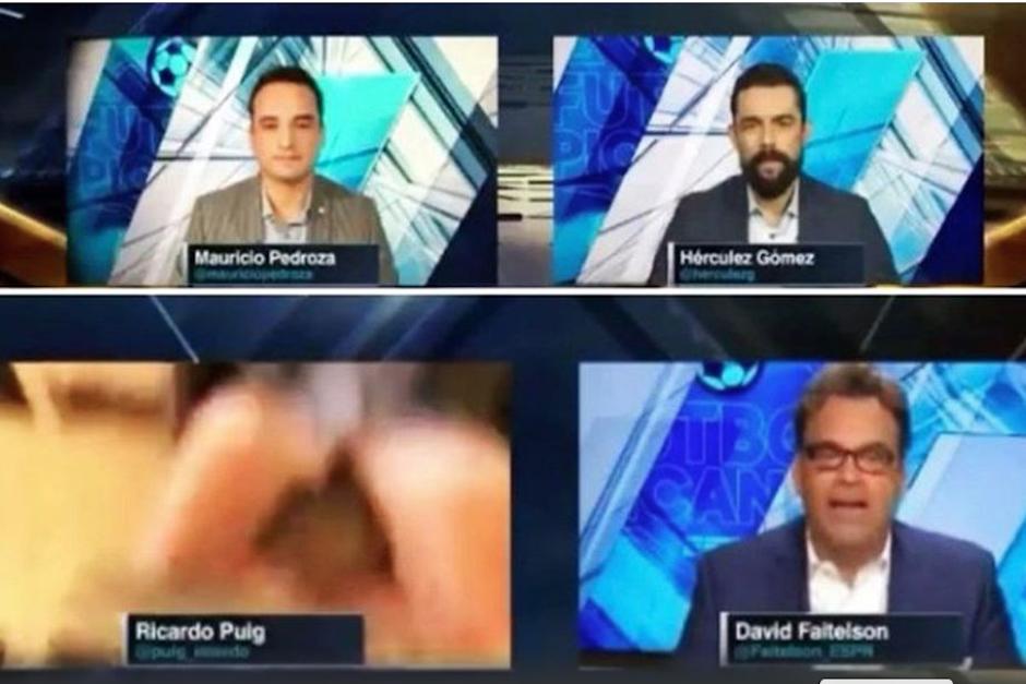 El presentador de Futbol Picante de ESPN sufrió un accidente en vivo que lo dejó ver que estaba trabajando en calzoncillos. (Foto: Captura de video)