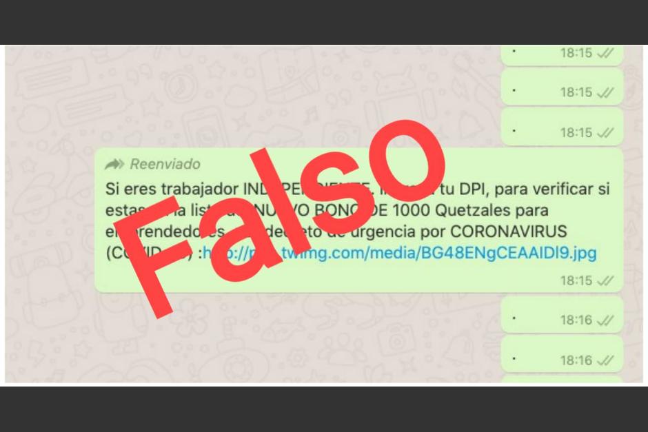 Un mensaje falso est&aacute; siendo enviado por Whatsapp. (Foto: Captura de pantalla)