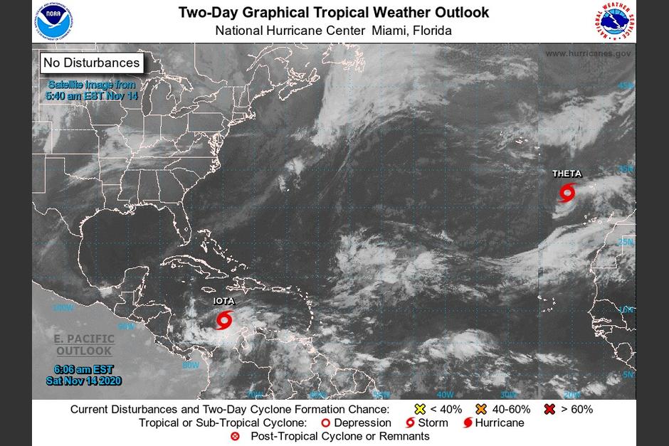La tormenta tropical amenaza con afectar territorios centroamericanos luego del paso de Eta. (Foto: Conred)&nbsp;