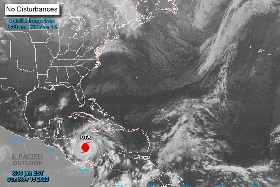 Las lluvias en el país podrían incrementar a partir de este lunes 16 de noviembre debido al huracán Iota. (Foto: NHC/Noaa)