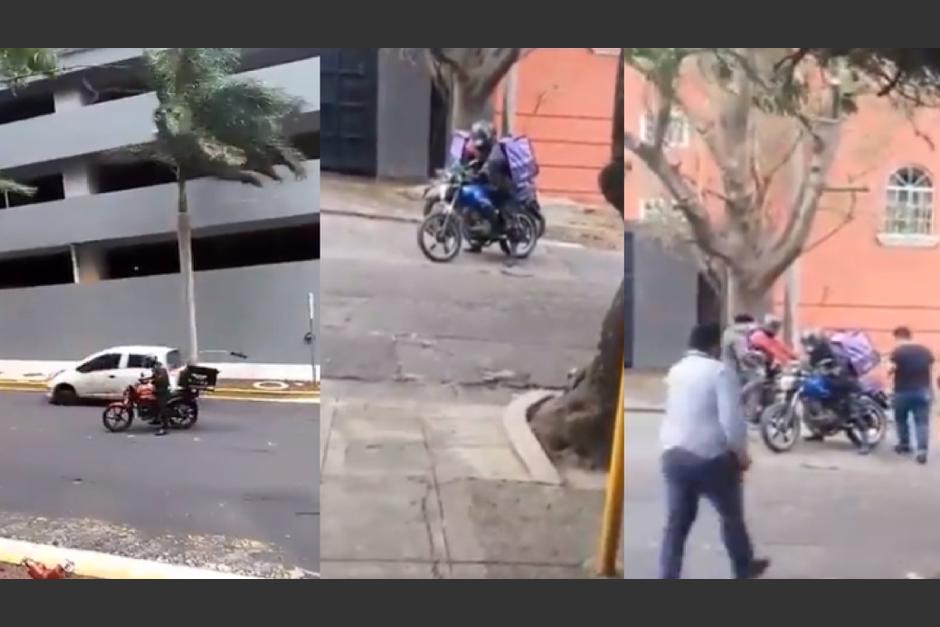 Varios motoristas se vieron afectados por los fuertes vientos que provocó Iota en El Salvador. (Foto: Capturas de pantalla)