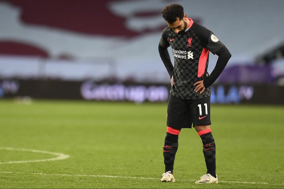 La imagen de Salah ante la goleada que recibi&oacute; el Liverpool. (Foto: AFP)