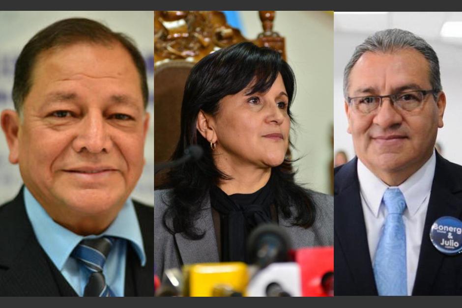 Se presentó una exhibición personal en contra de Gloria Porras (al centro) y a favor de Neftaly Aldana (izquierda) y Bonerge Mejía (derecha) (Fotos: archivo/Soy502)&nbsp;