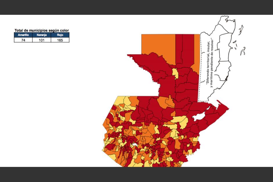 El Ministerio de Salud actualiz&oacute; los datos por municipio y emiti&oacute; nuevos colores de alertas. (Foto: captura pantalla)&nbsp;