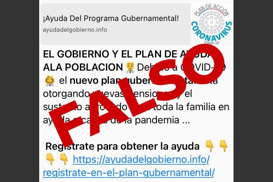 En la publicación se solicita que los usuarios se registren para obtener una supuesta ayuda. (Foto: Ministerio de Salud)