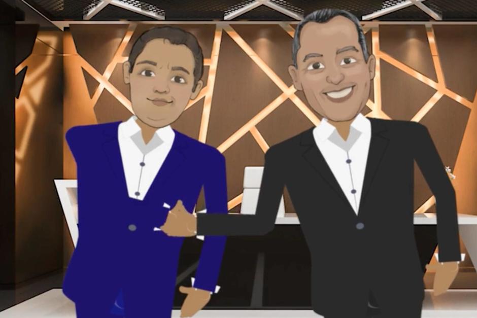 Dos avatares, representando a ambos gerentes, firmaron virtualmente el compromiso. (Imagen cortes&iacute;a: Intecap)