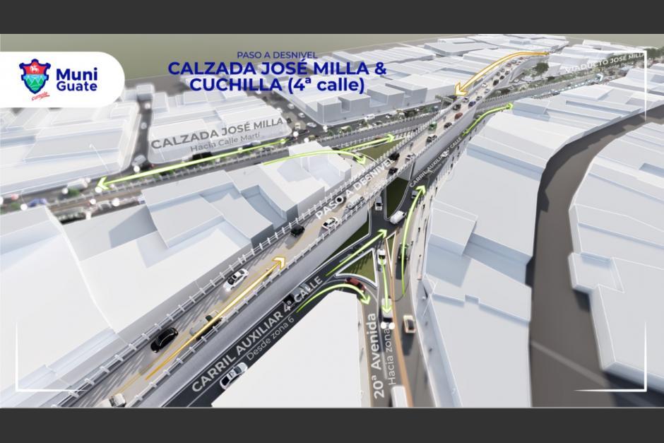 El paso a desnivel se present&oacute; en junio del 2019 como una obra de tres niveles. (Foto: Archivo/Soy502)&nbsp;