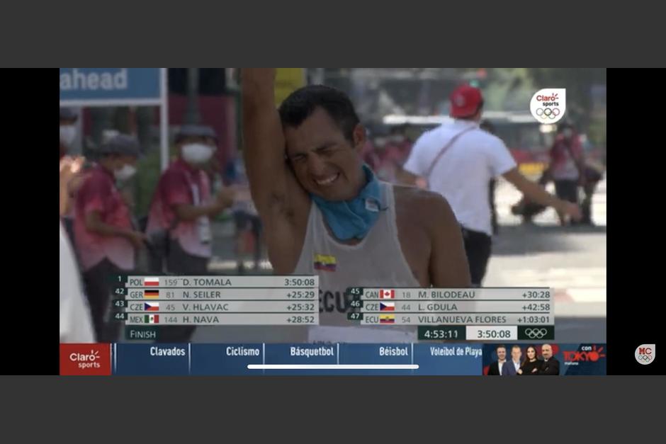 El ecuatoriano Claudio Villanueva fue el último en cruzar la meta, una hora después de que llegó el ganador de la medalla de oro. (Foto: cortesía)