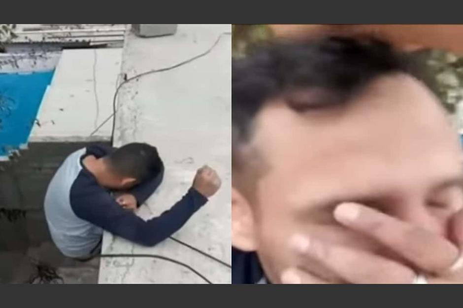 El joven quedó atrapado y fue expuesto por el dueño de la casa en las redes sociales. (Captura Video)