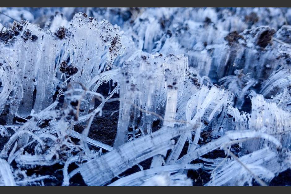 Bajas temperaturas provoca formaciones de hielo en los Cuchumatanes, Huehuetenango. (Foto: Cortes&iacute;a)