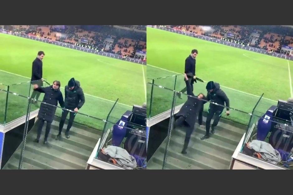 Simone Inzaghi se fue contento tras el triunfo 4-0 ante Cagliari, pero yendo al vestuario sufrió una aparatosa caída en unas escaleras. (Foto: Captura de pantalla)