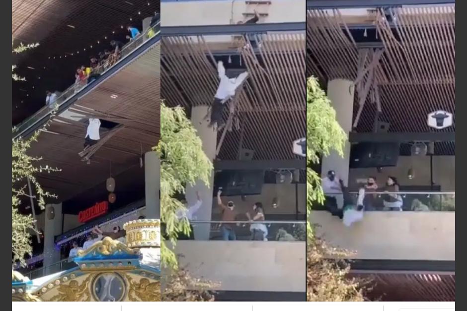 Hombre cae de segundo piso en centro comercial de México
