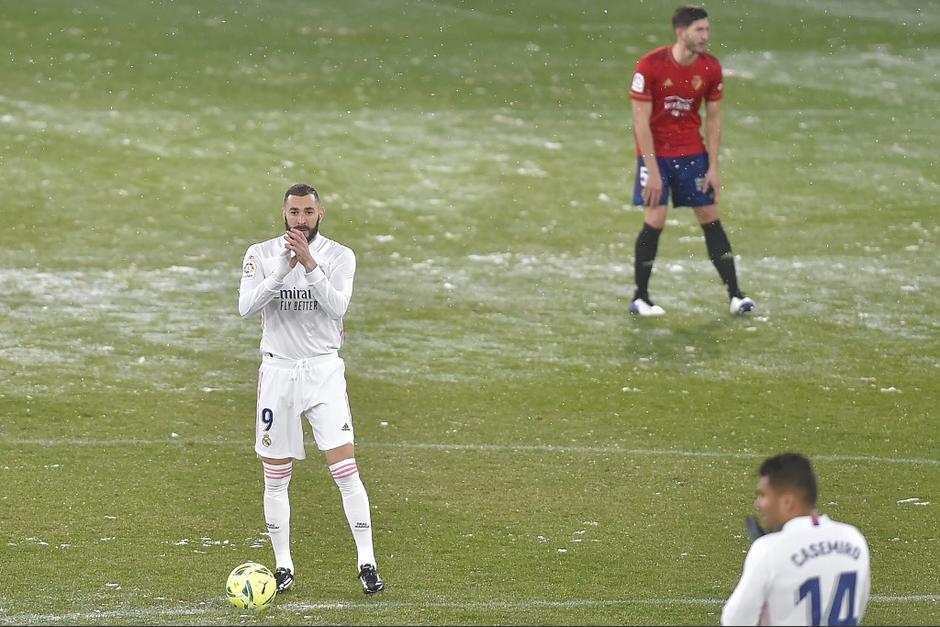 El Real Madrid empató frente al Osasuna en un partido con temperatura bajo cero. (Foto: AFP)