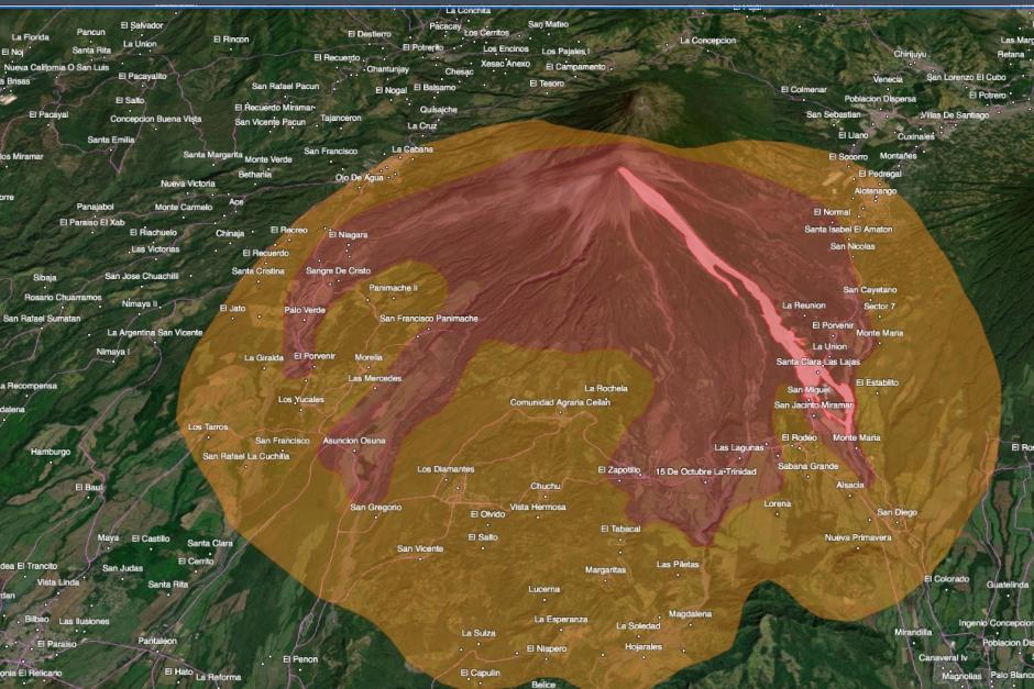 El volcán de Fuego mantiene explosiones débiles y moderadas. (Foto: Insivumeh / arcGIS)&nbsp;&nbsp;