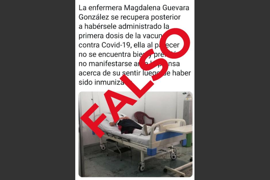 La enfermera negó haber presentado complicaciones por la vacuna. (Foto: Ministerio de Salud)