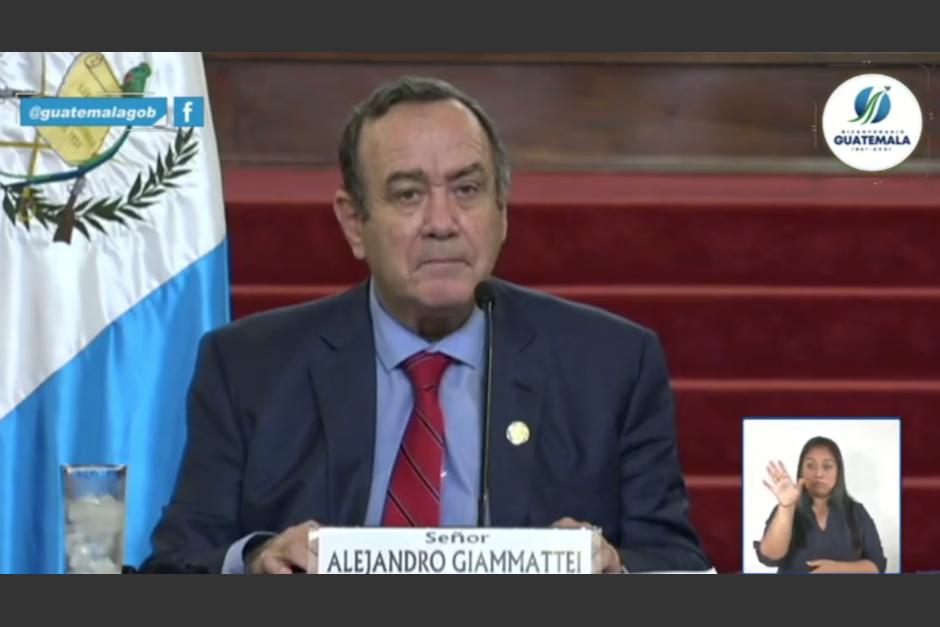 El presidente Alejandro Giammattei anunció que no se prevé declarar otro Estado de Prevención a corto plazo. (Foto: Captura de video)
