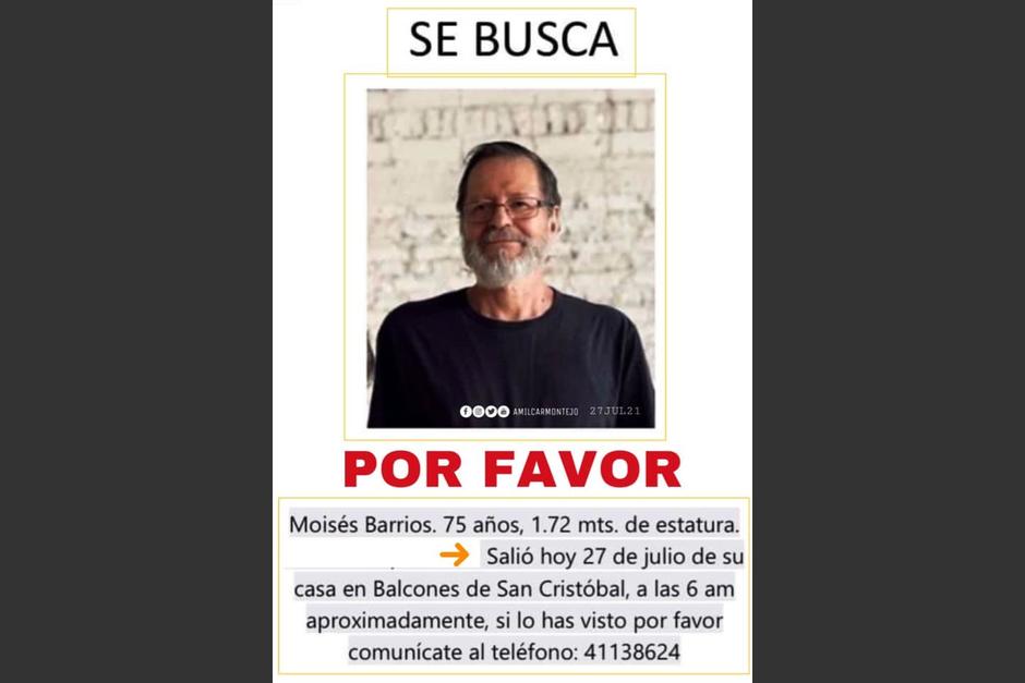 Localizan con vida a Moises Barrios, quien se encontraba desaparecido desde horas de la mañana (Foto: FB)
