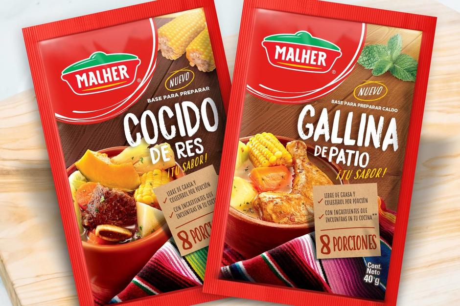 Las bases en polvo para cocinar los caldos guatemaltecos de Cocido de Res y Gallina de Patio, llegan para quedarse. (Imagen cortes&iacute;a: Malher)