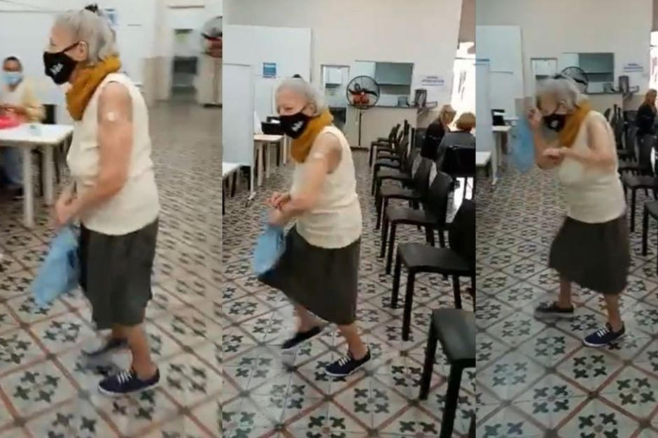 La mujer bailó de la emoción al recibir la vacuna contra covid-19. (Foto: oficial)