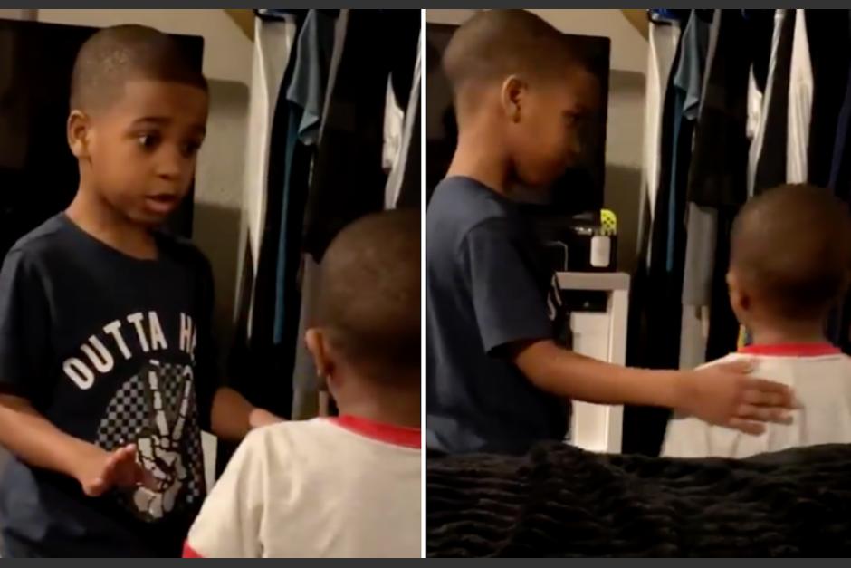 Los niños fueron captados por su madre, quien compartió el video en las redes sociales. (Captura Video)